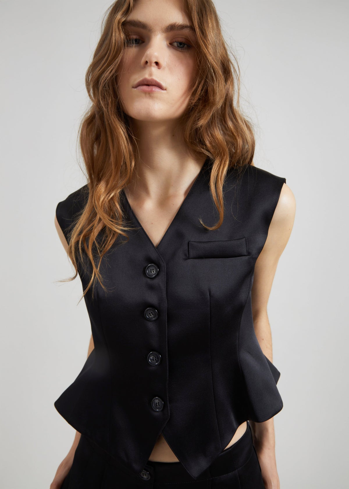 Rui Satin Vest - Black – view 1 of 7