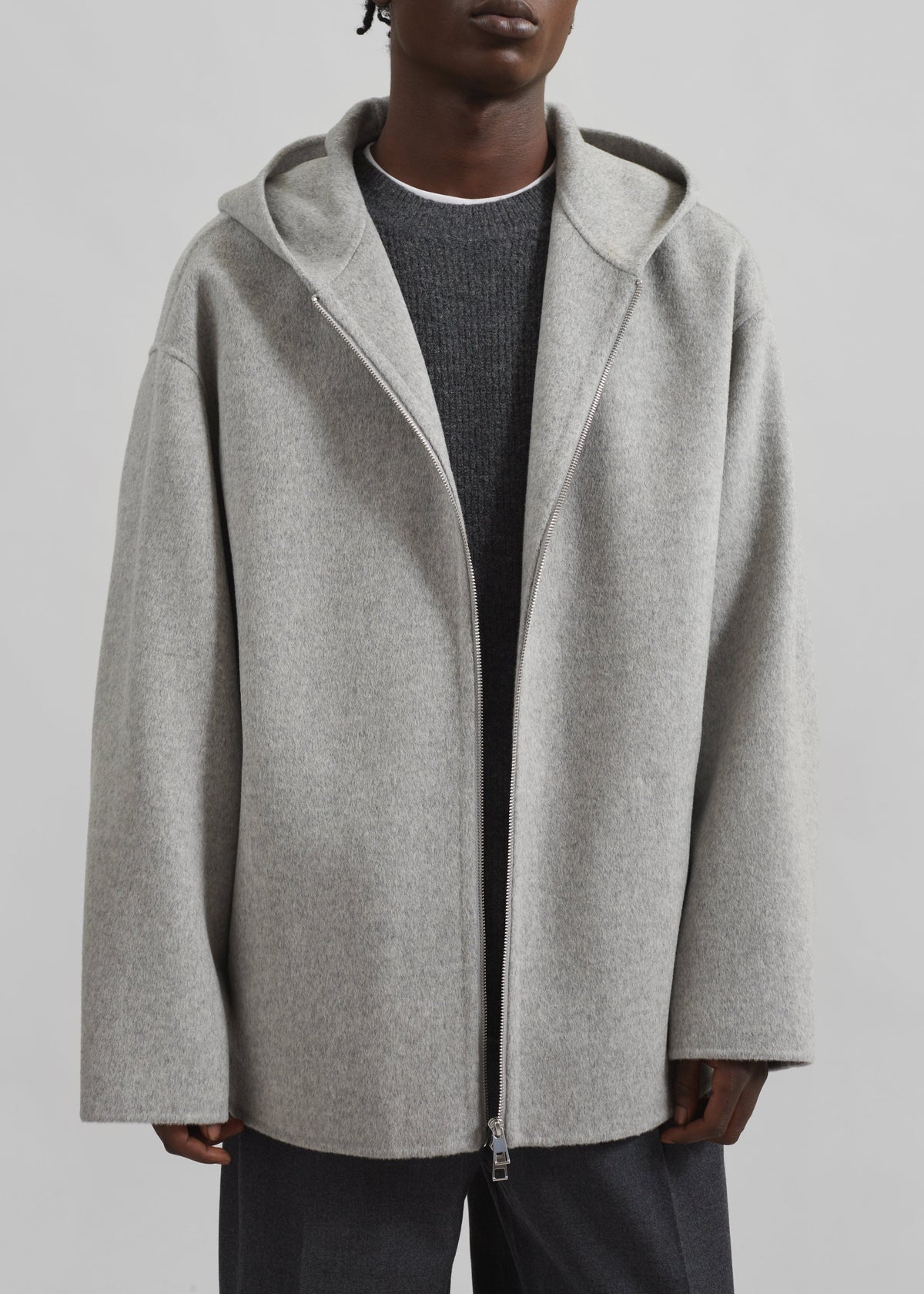 Rye Hooded Wool Jacket - Grey Melange – view 2 of 7