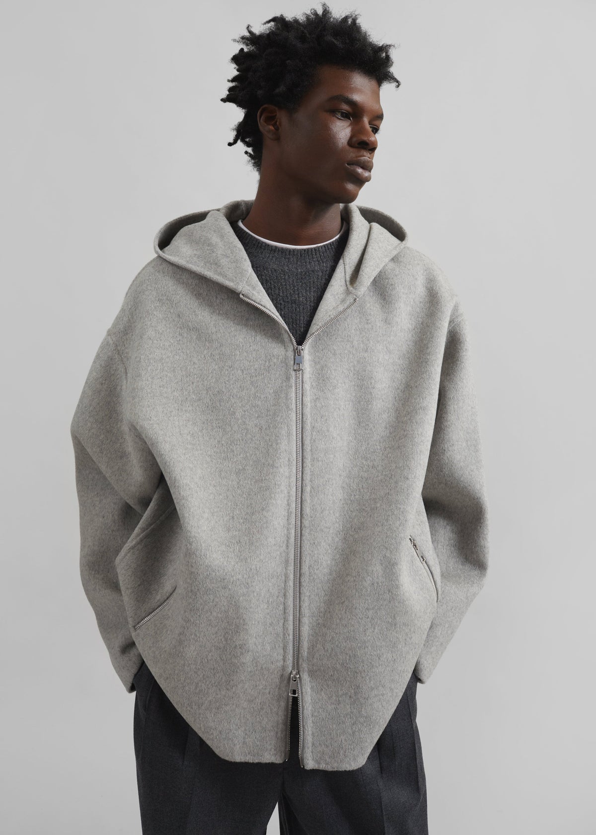 Rye Hooded Wool Jacket - Grey Melange – view 5 of 7