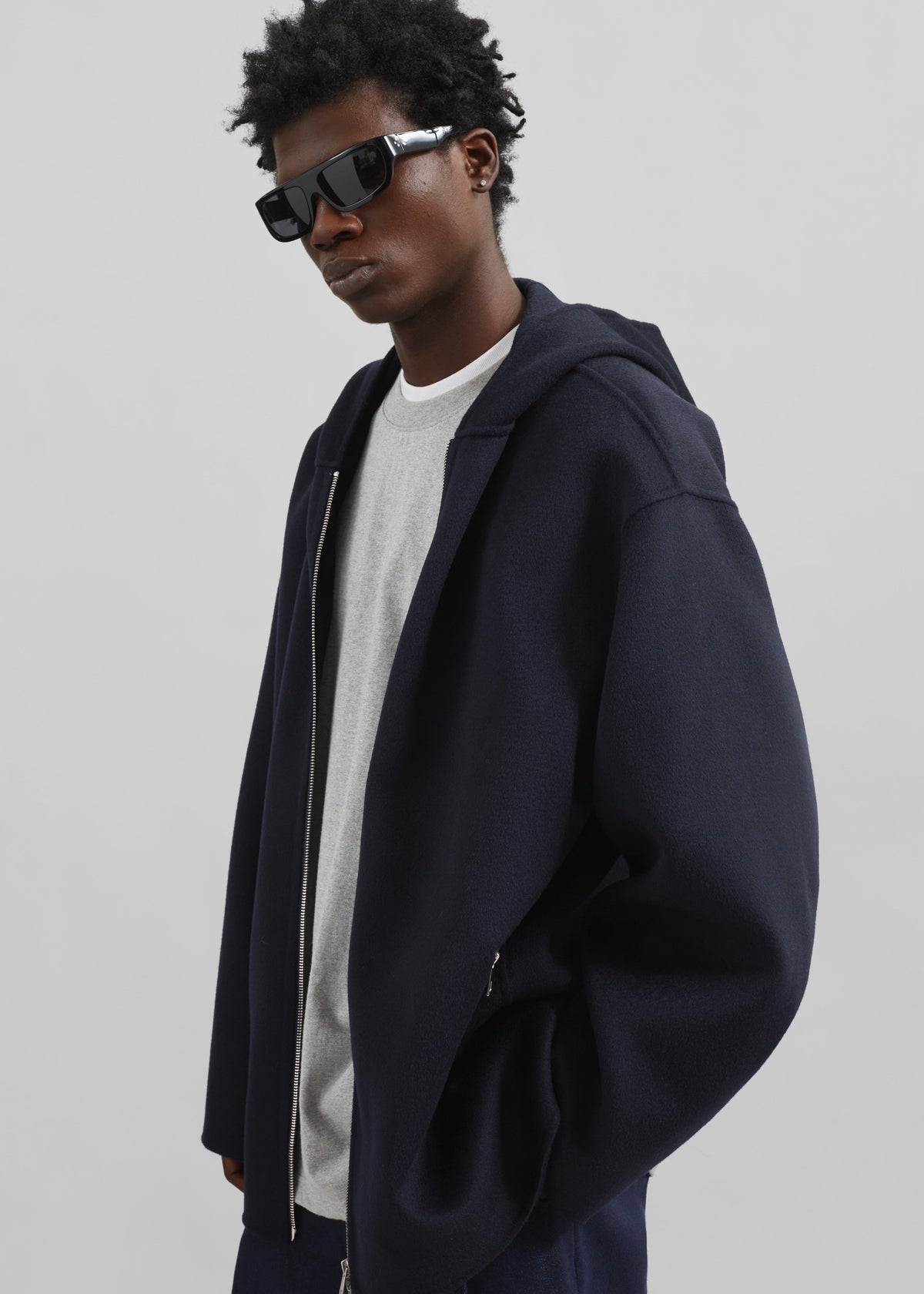 Rye Hooded Wool Jacket - Navy – view 1 of 8
