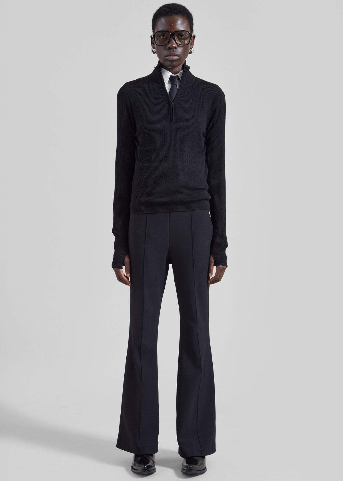 Sade Knit Zip Sweater - Black – view 6 of 7