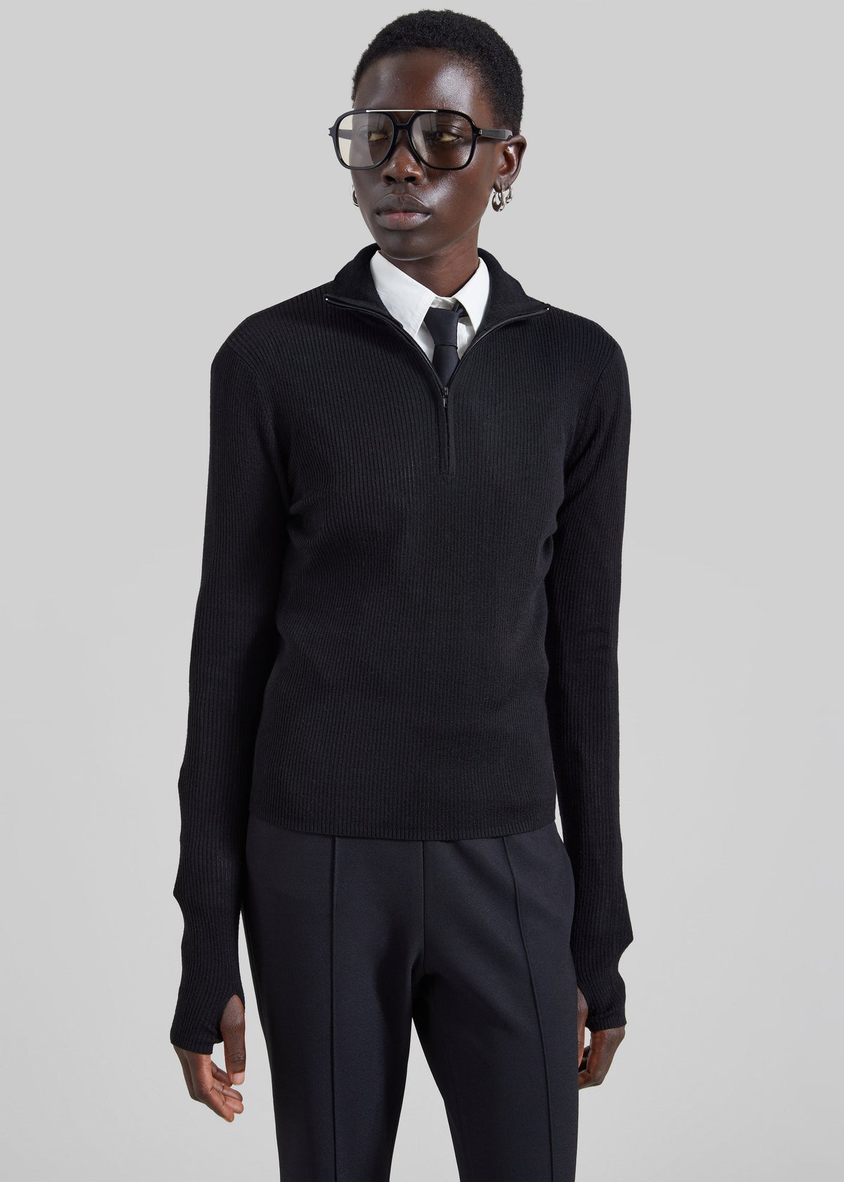 Sade Knit Zip Sweater - Black – view 5 of 7