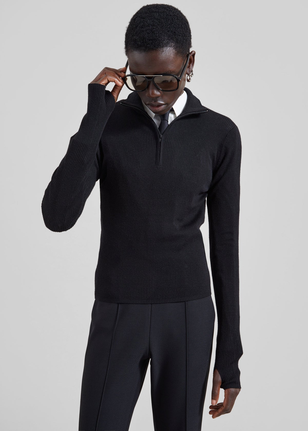 Sade Knit Zip Sweater - Black – view 2 of 7