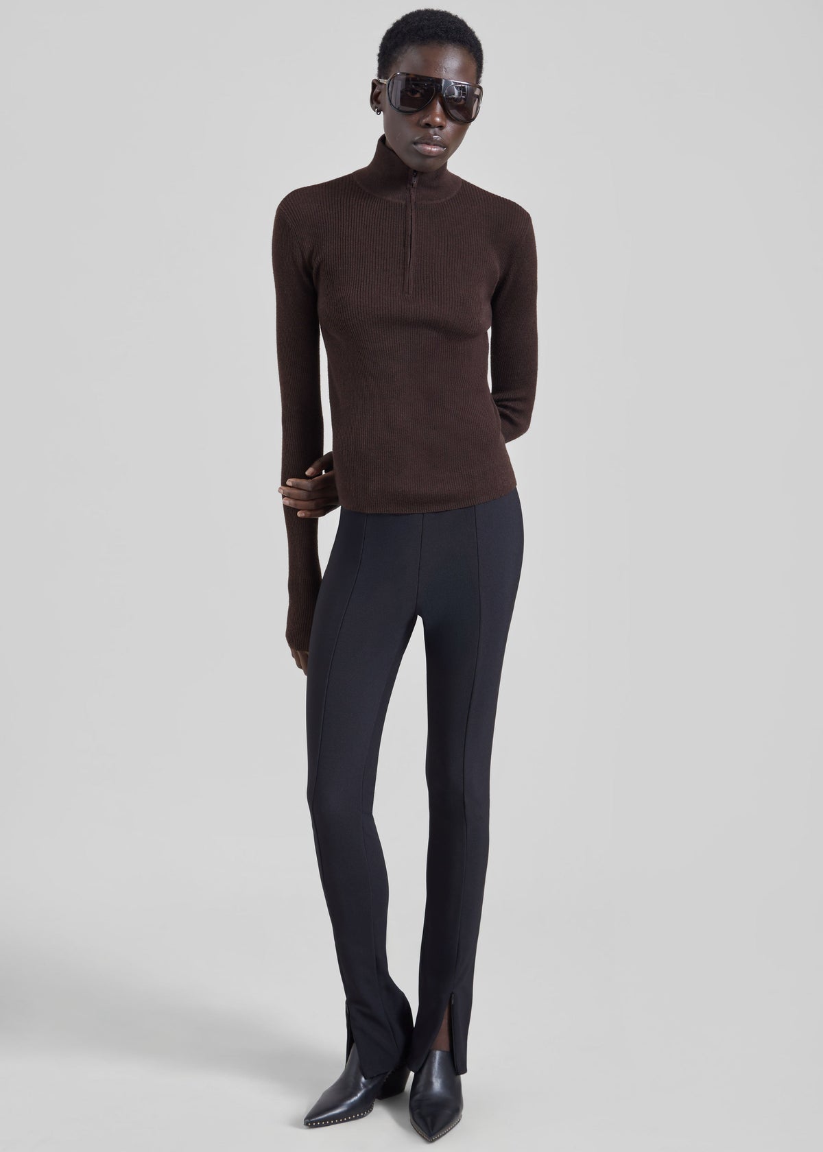 Sade Knit Zip Sweater - Brown/Burgundy – view 5 of 7