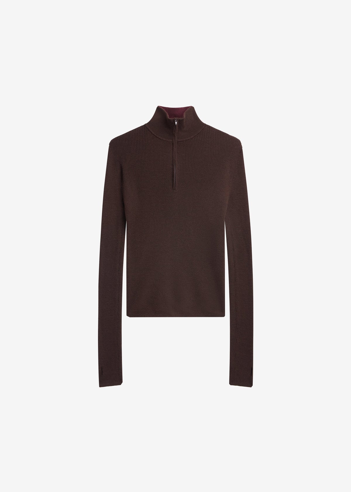 Sade Knit Zip Sweater - Brown/Burgundy – view 7 of 7