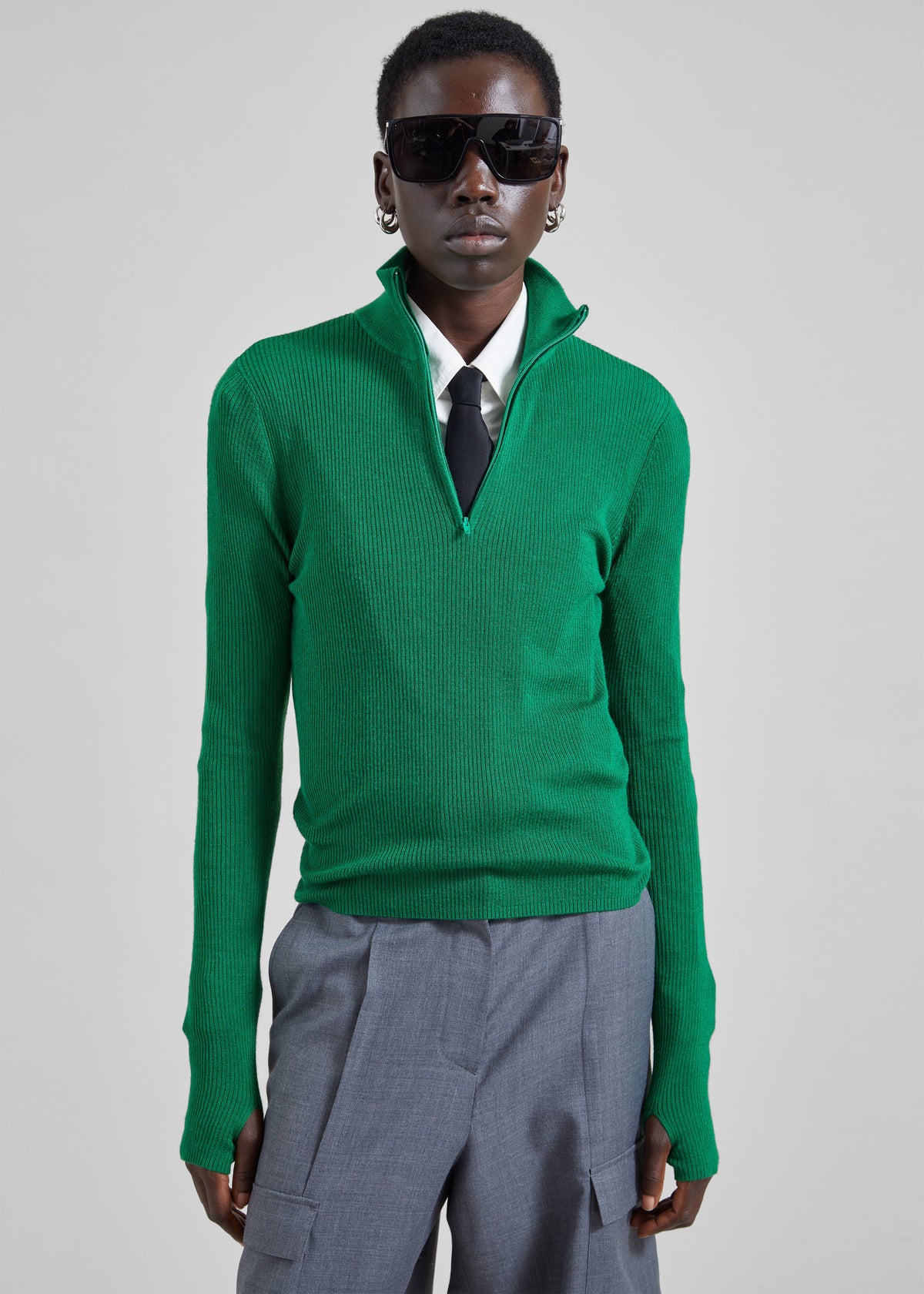 Sade Knit Zip Sweater - Green – view 2 of 6