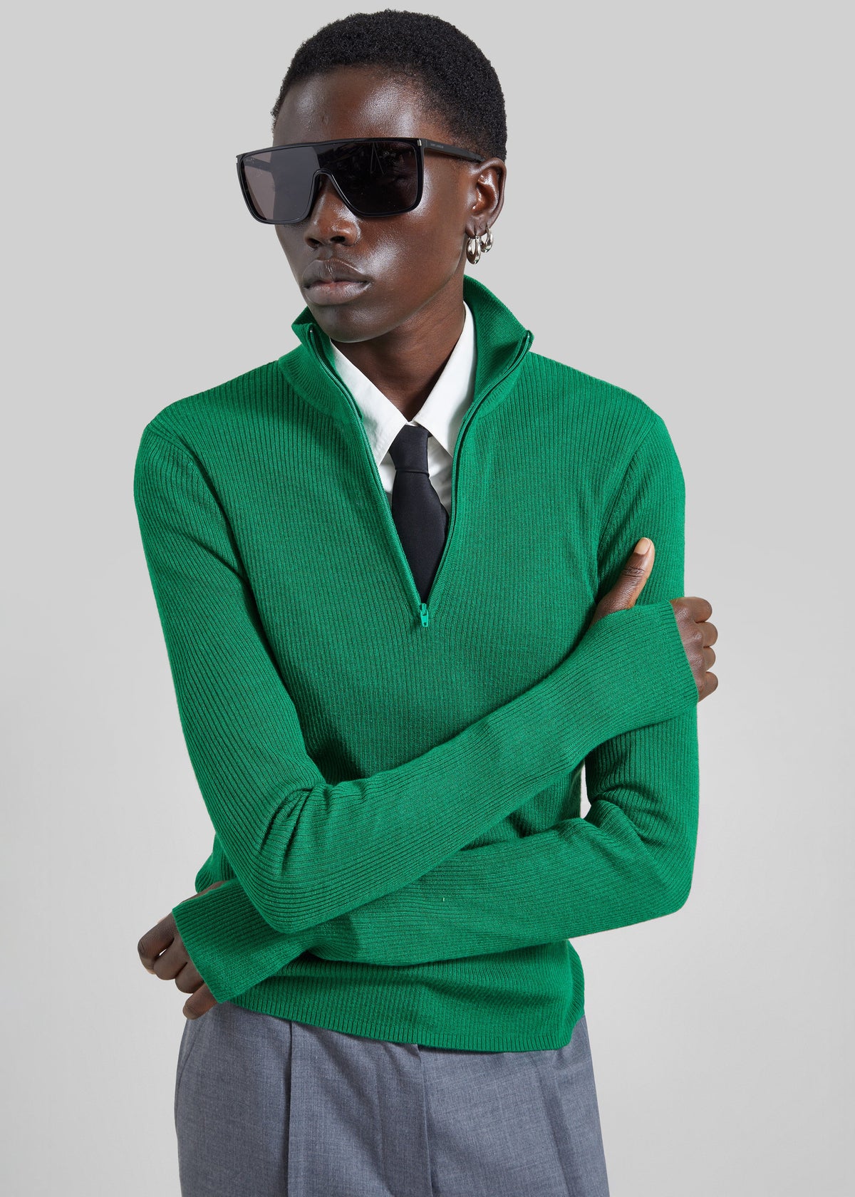 Sade Knit Zip Sweater - Green – view 4 of 6