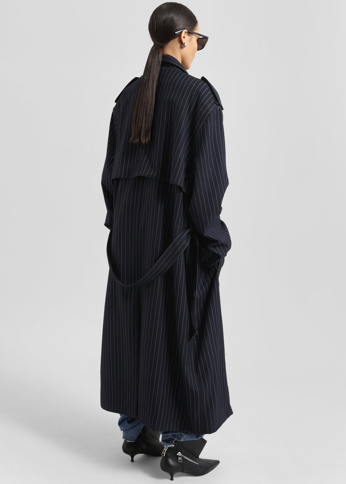 Salford Pinstripe Trench - Navy – view 6 of 7