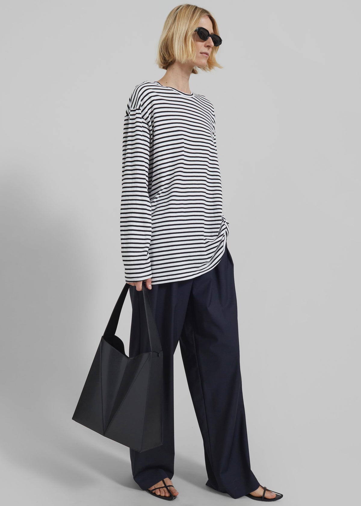 Salome Long Sleeve Tee - White/Black Stripe – view 6 of 7