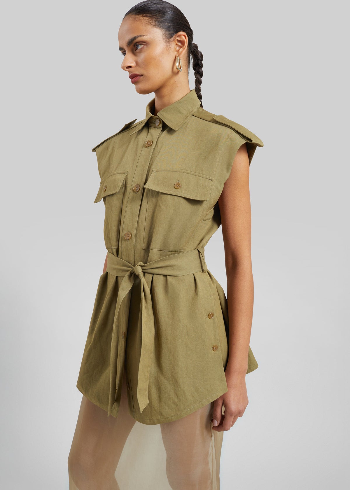 Sarah Sleeveless Cargo Mini Dress - Olive – view 1 of 8