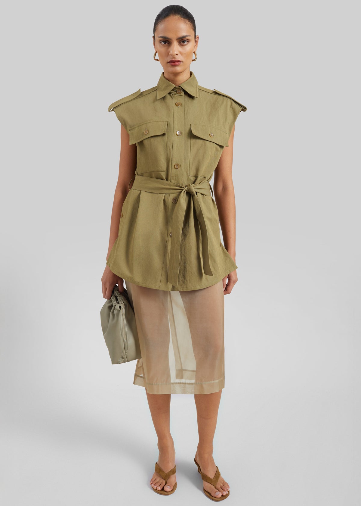 Sarah Sleeveless Cargo Mini Dress - Olive – view 6 of 8