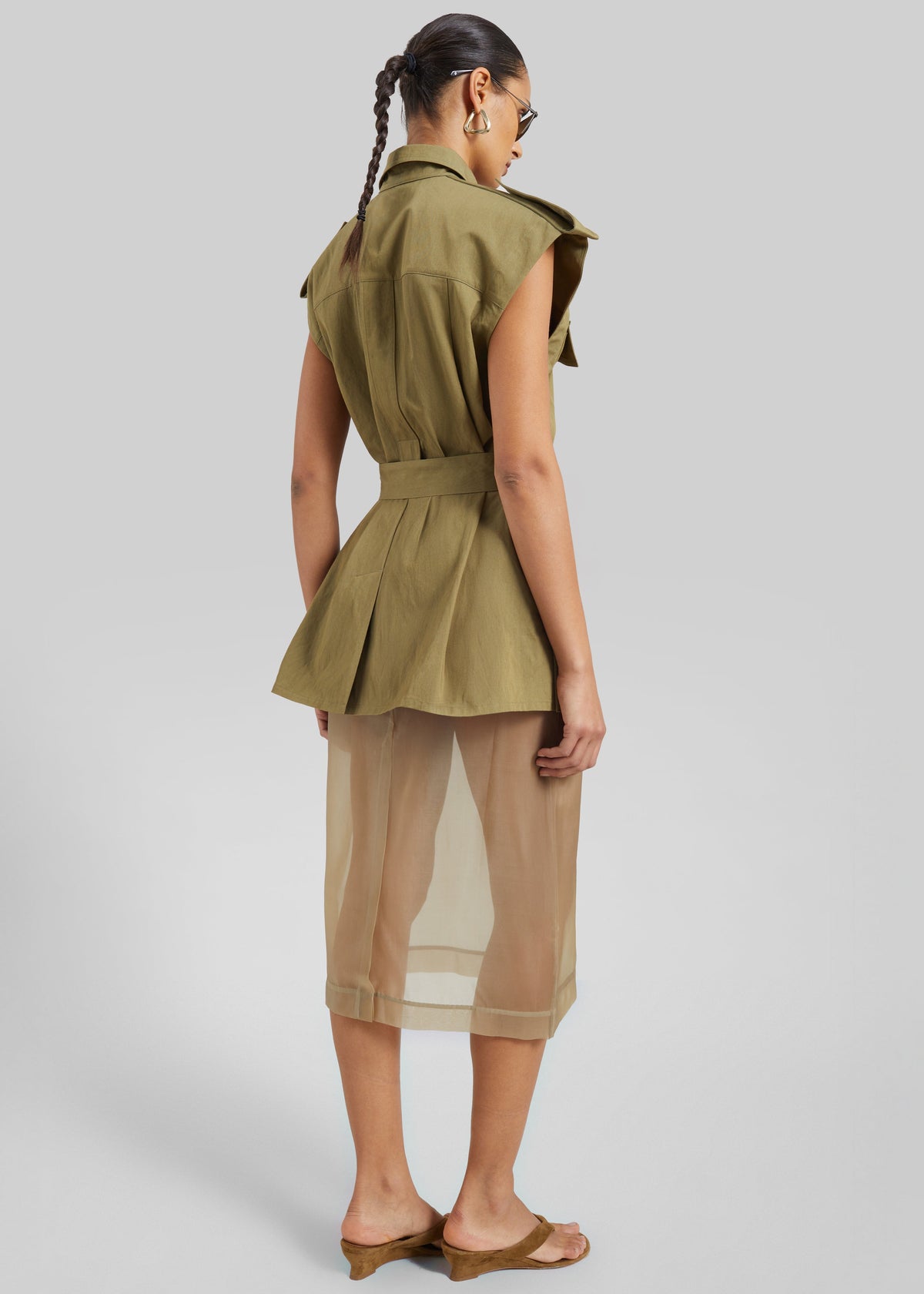 Sarah Sleeveless Cargo Mini Dress - Olive – view 7 of 8