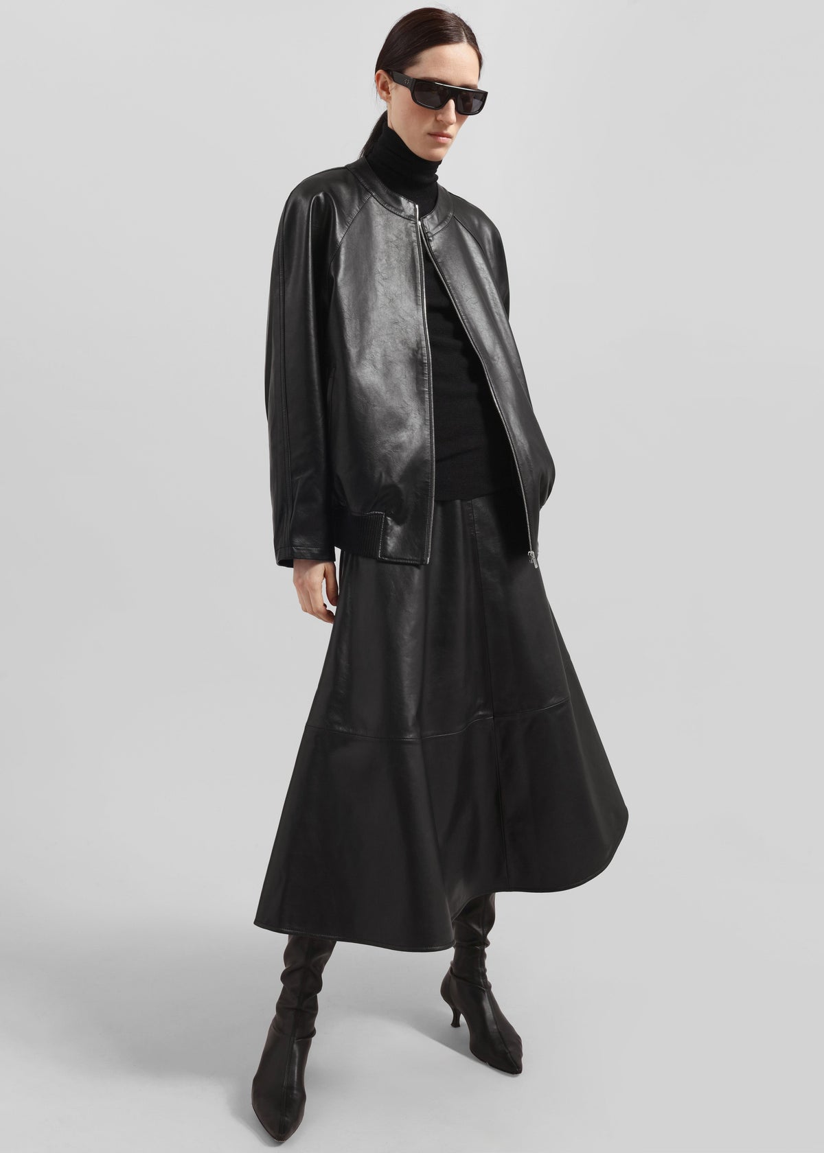 Savil Leather Midi Skirt - Black – view 1 of 7