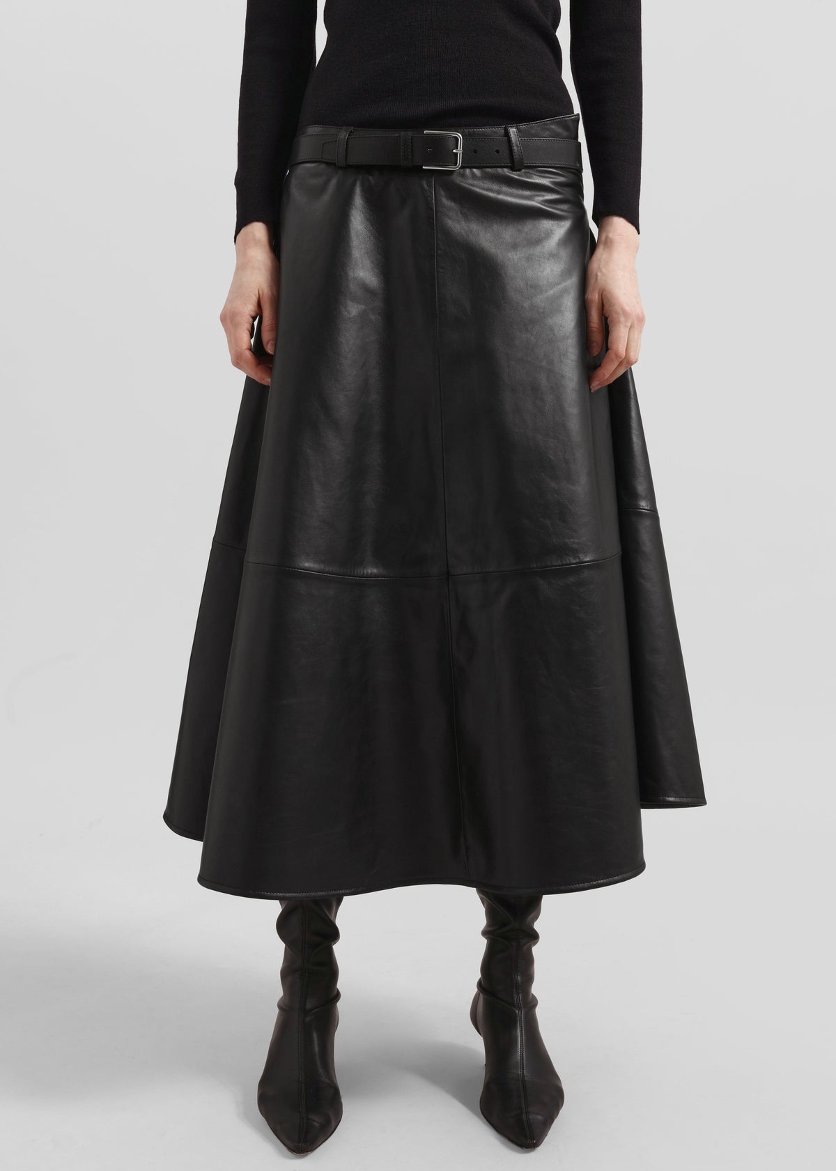 Savil Leather Midi Skirt - Black – view 5 of 7