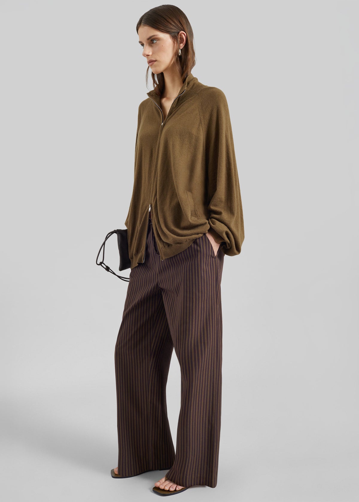 Seia Cotton Drawstring Pants - Burgundy Stripe – view 1 of 8