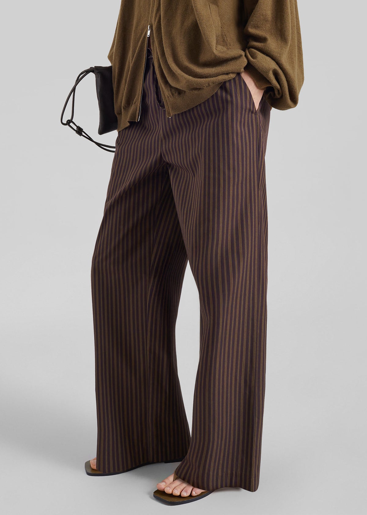 Seia Cotton Drawstring Pants - Burgundy Stripe – view 2 of 8