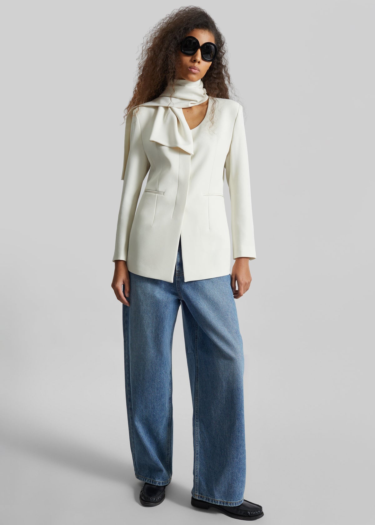 Seika Scarf Blazer - Ivory – view 6 of 9
