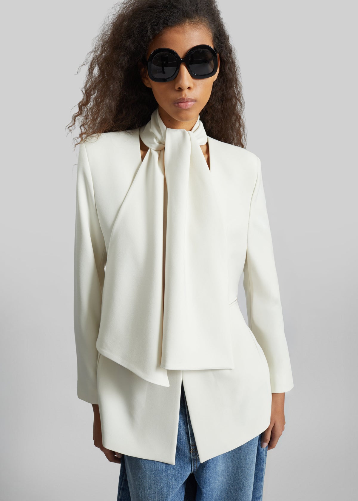 Seika Scarf Blazer - Ivory – view 1 of 9