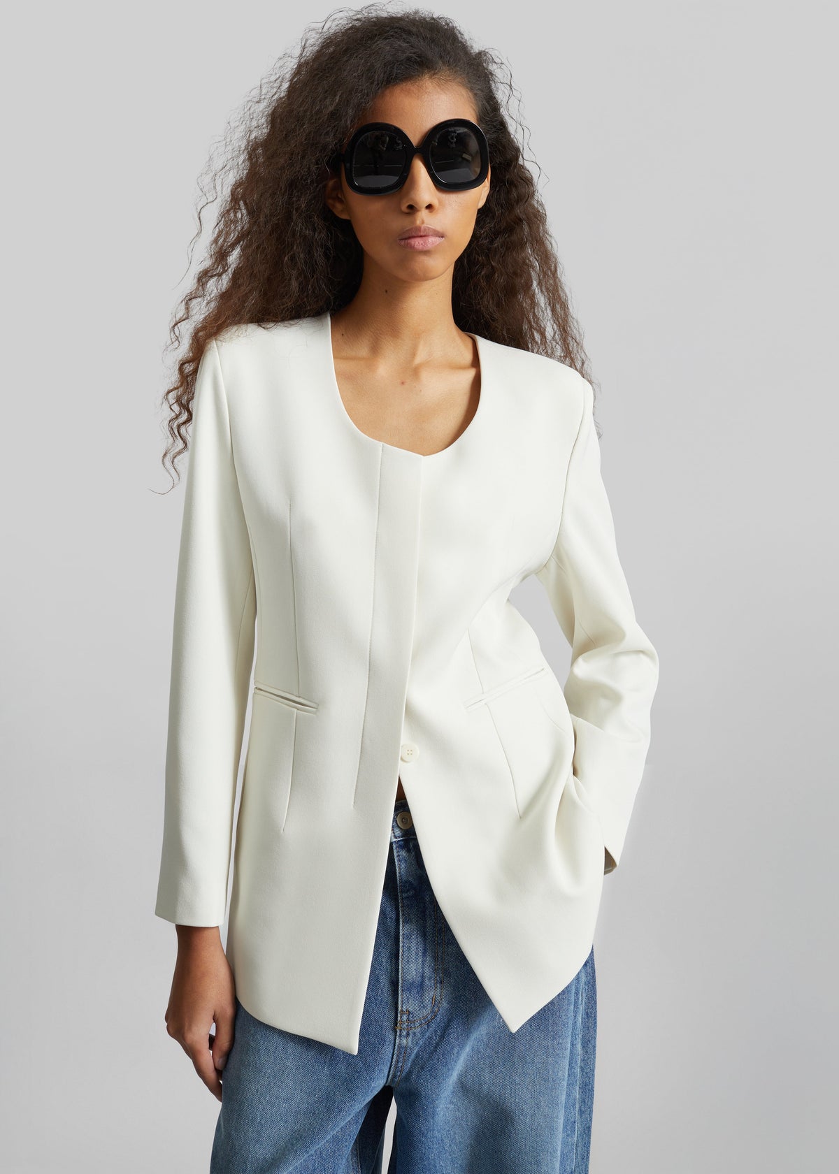 Seika Scarf Blazer - Ivory – view 5 of 9