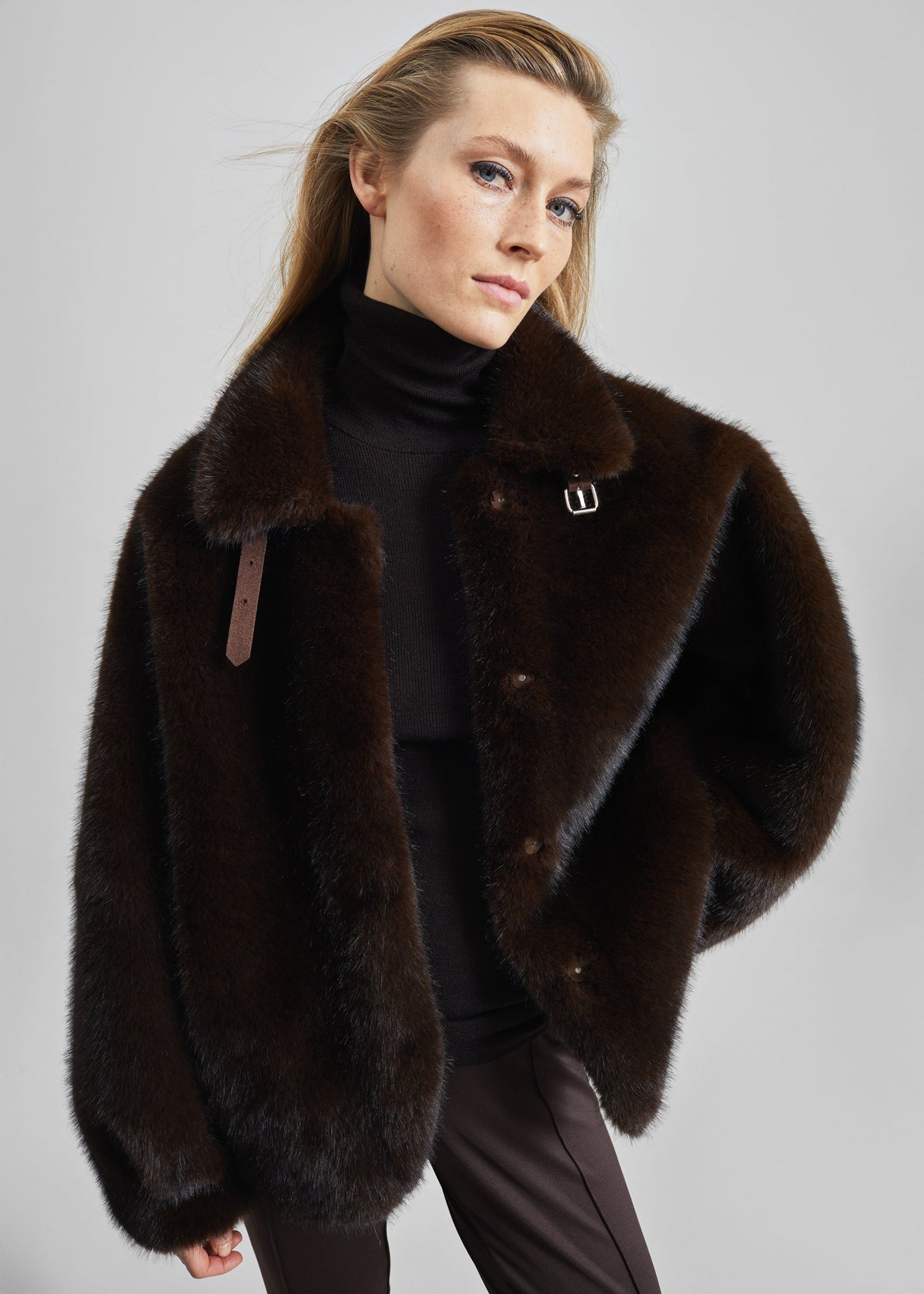 Senja Faux Fur Jacket - Dark Brown – view 1 of 6