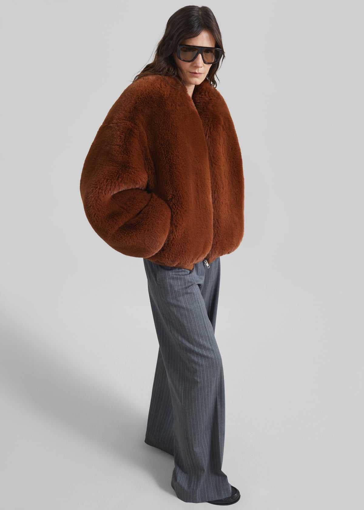 Senna Faux Fur Collarless Jacket - Bronze – view 2 of 7