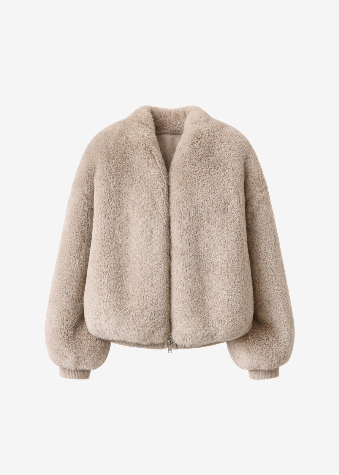Senna Faux Fur Collarless Jacket - Light Taupe – view 8 of 8