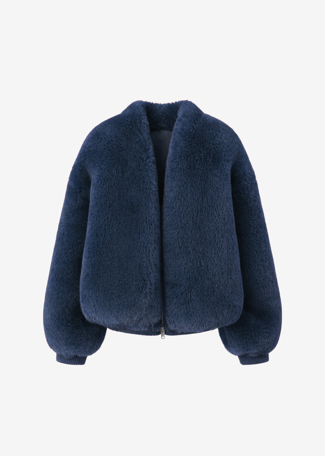 Senna Faux Fur Collarless Jacket - Navy – view 8 of 8