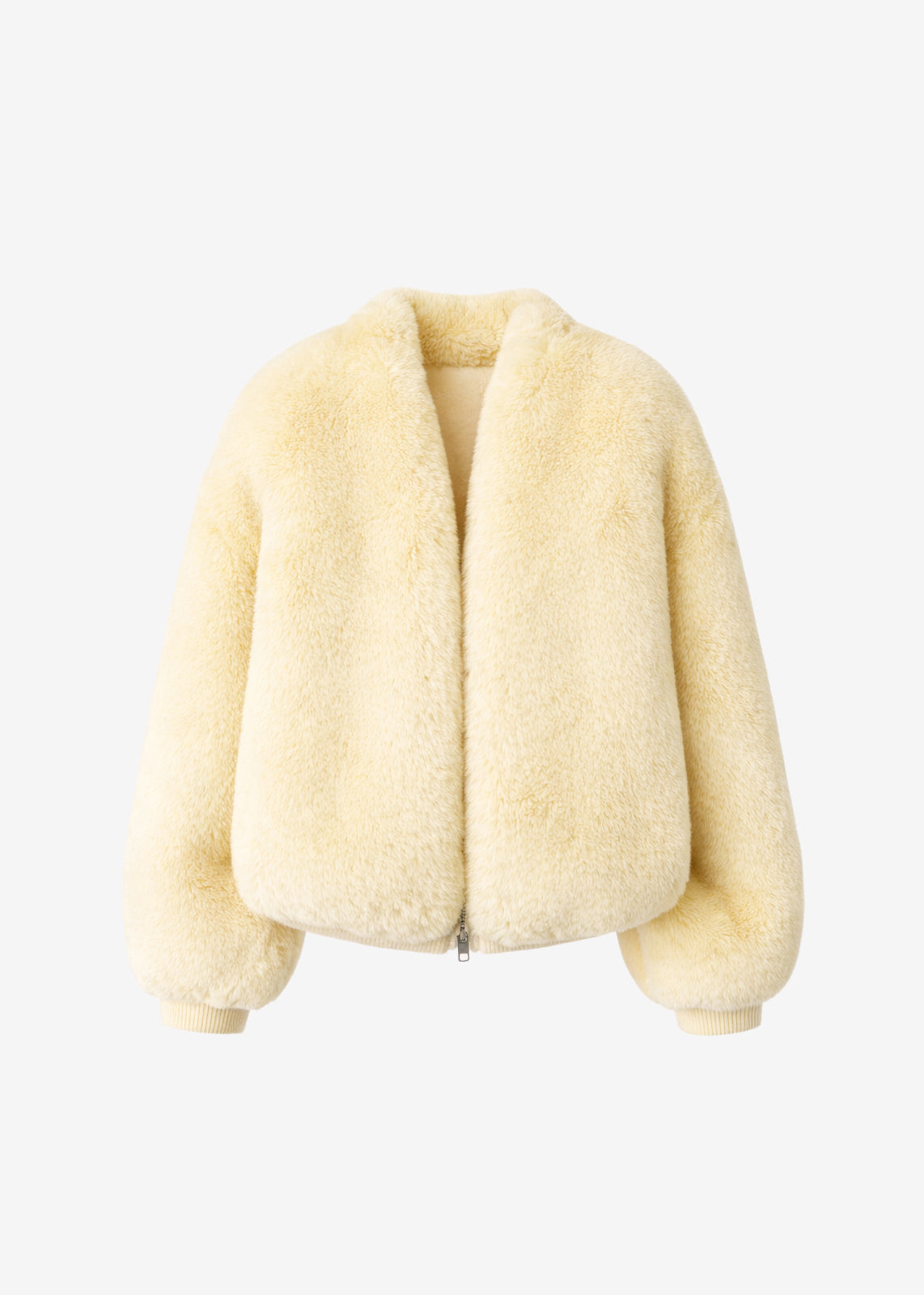 Senna Faux Fur Collarless Jacket - Pale Yellow – view 7 of 7