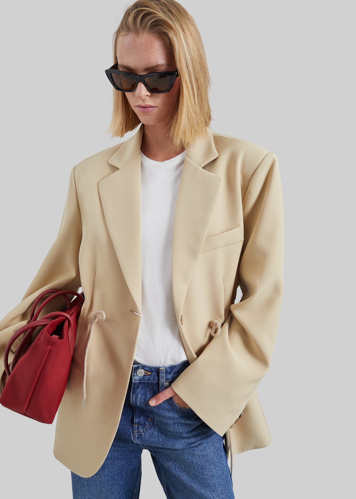Sesma Drawstring Blazer - Light Beige – view 1 of 7
