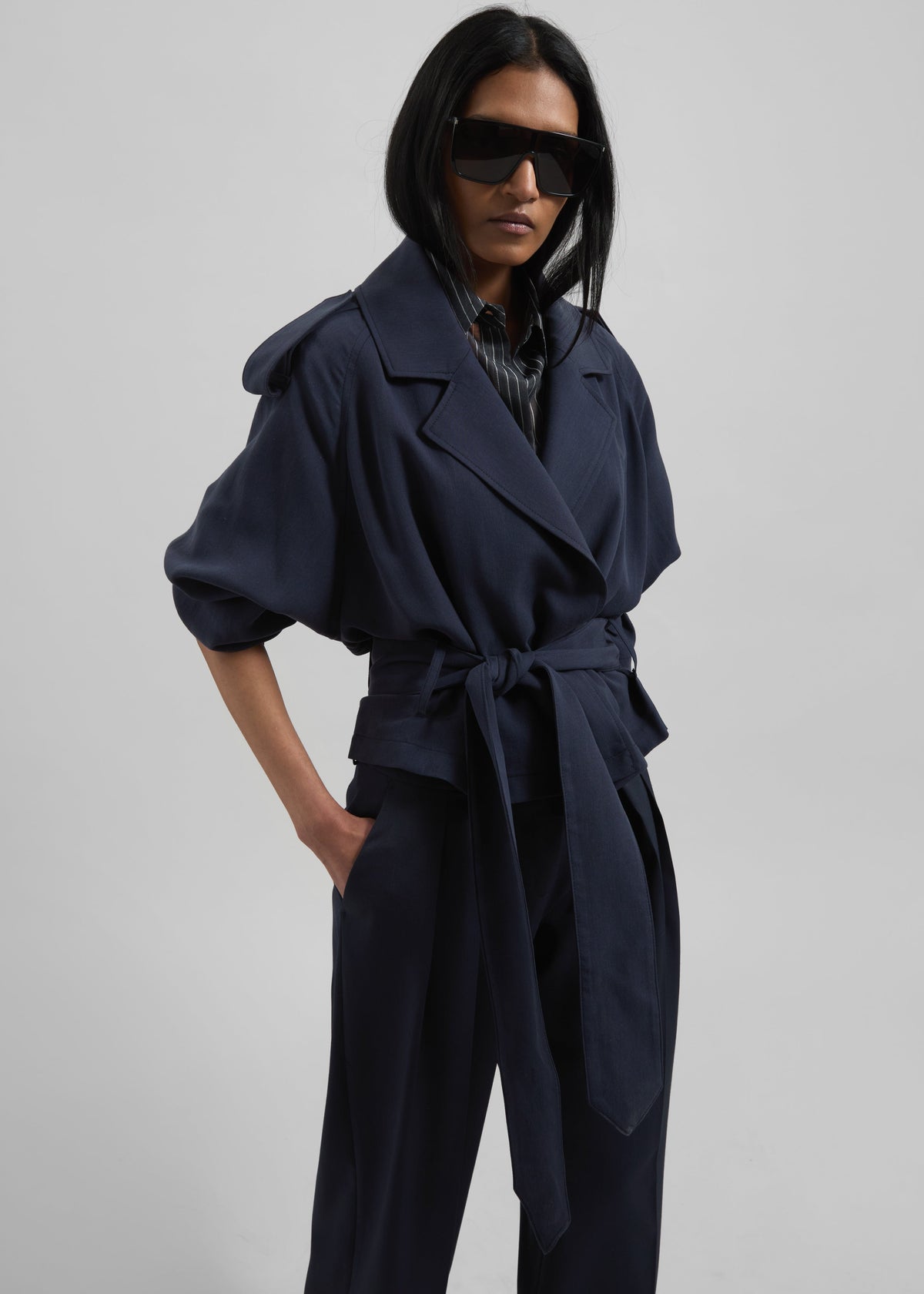 Simona Short Trench - Navy – view 3 of 6