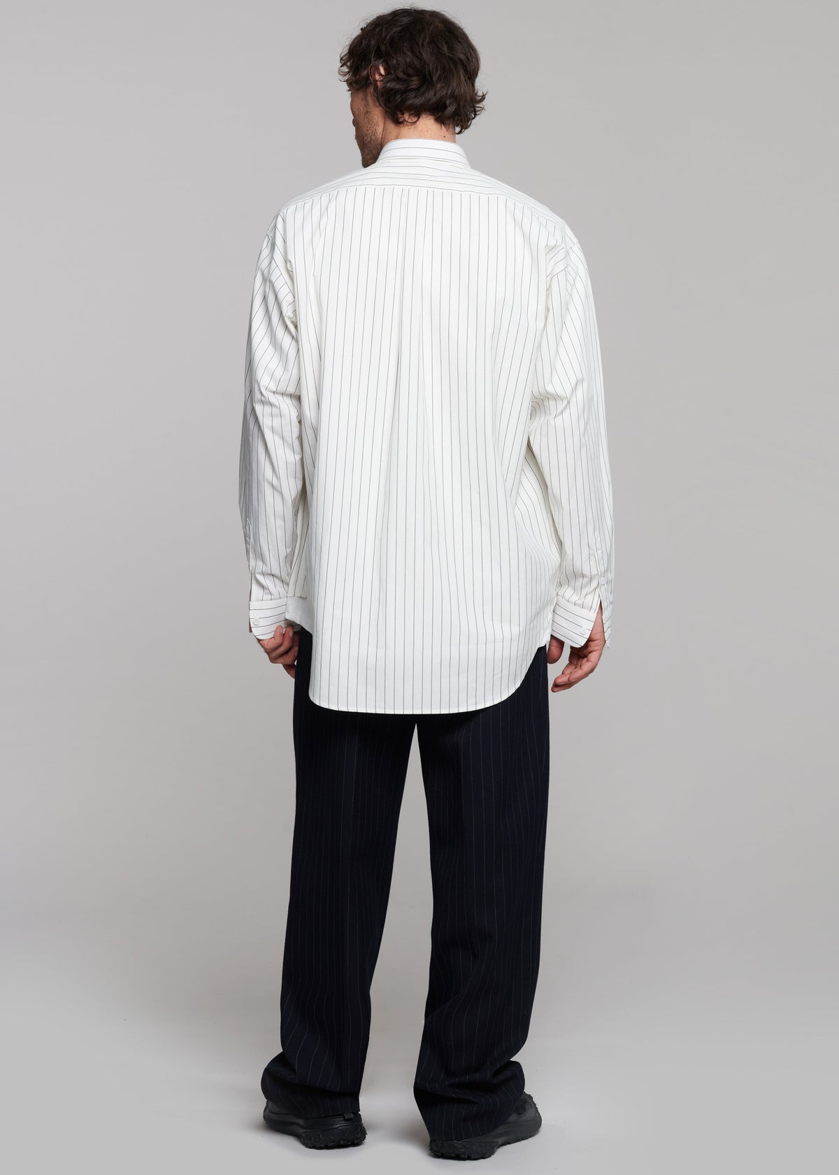 Sinclair Poplin Shirt - White/Black Stripe – view 9 of 10