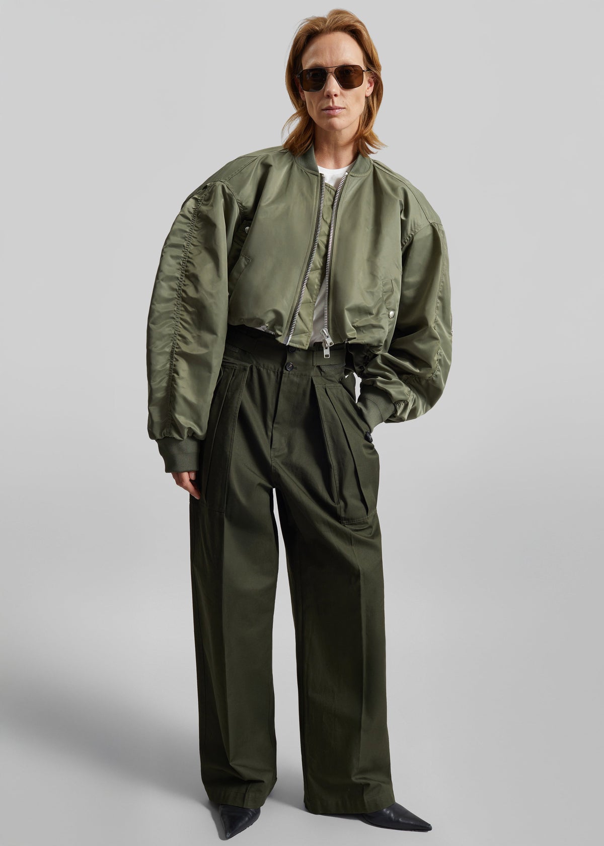 Skagen Cropped Trapeze Bomber Jacket - Olive – view 6 of 8