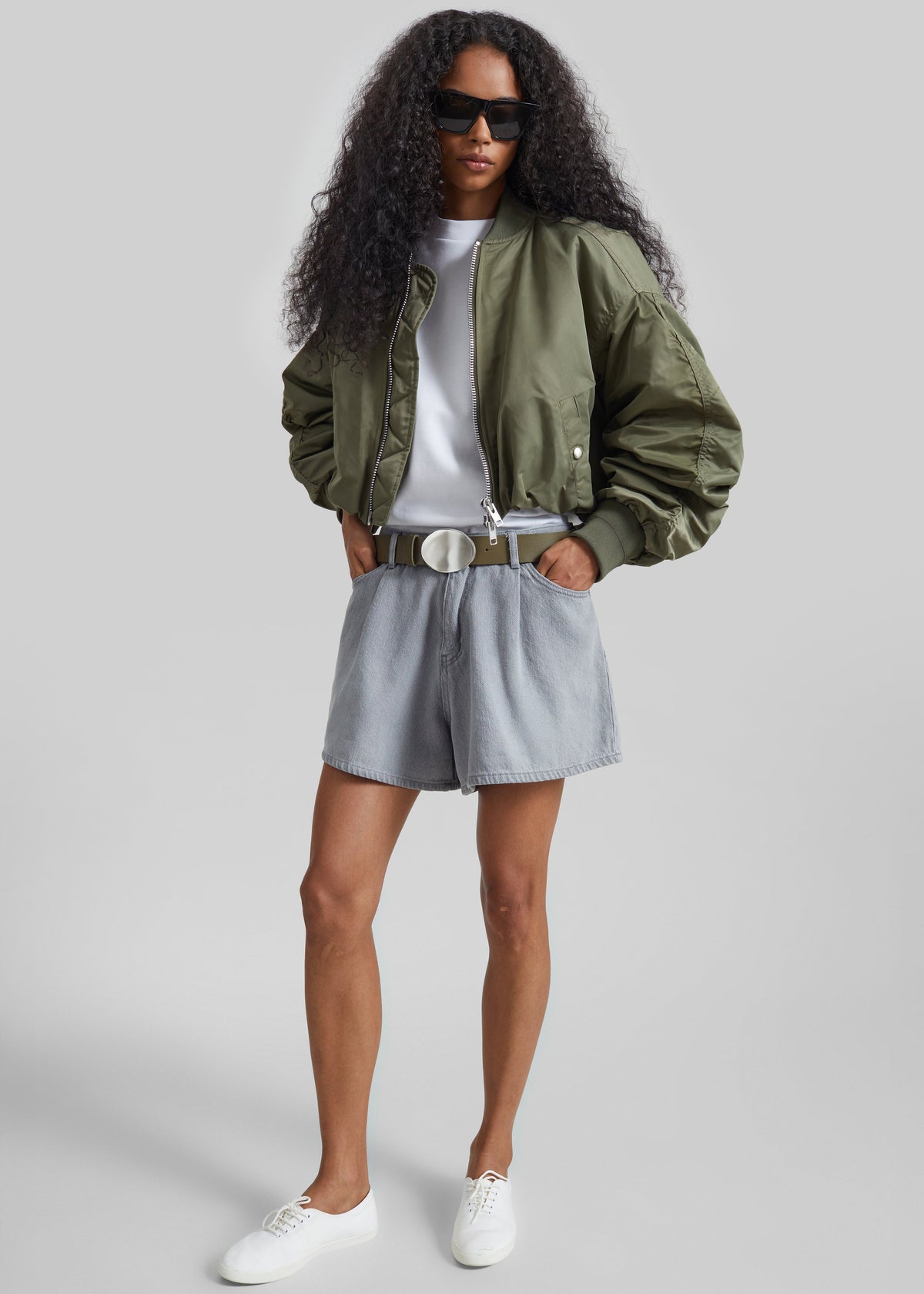 Skagen Cropped Trapeze Bomber Jacket - Olive – view 1 of 8