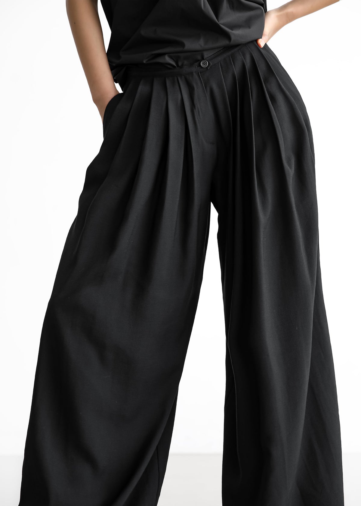 Sloane Wide Leg Trousers - Black – view 3 of 10