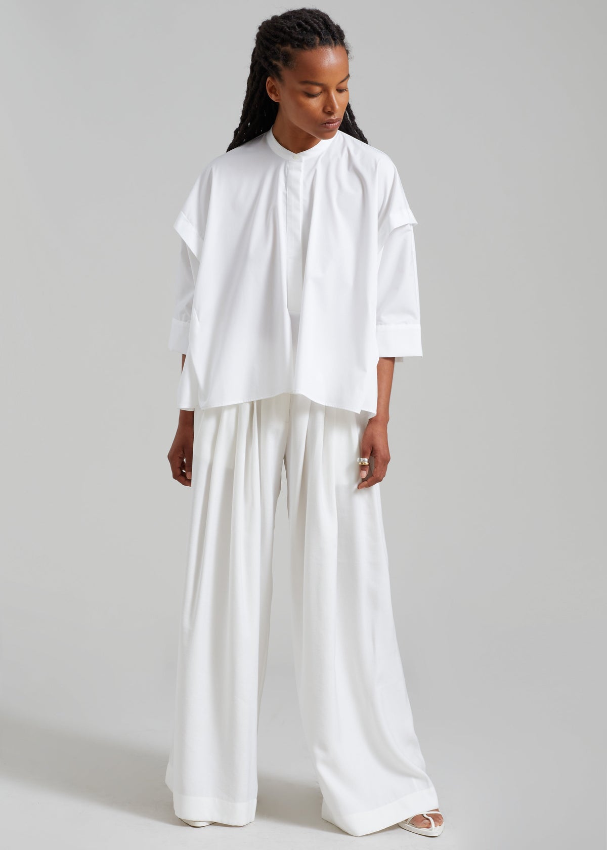 Sloane Wide Leg Trousers - White – view 6 of 22