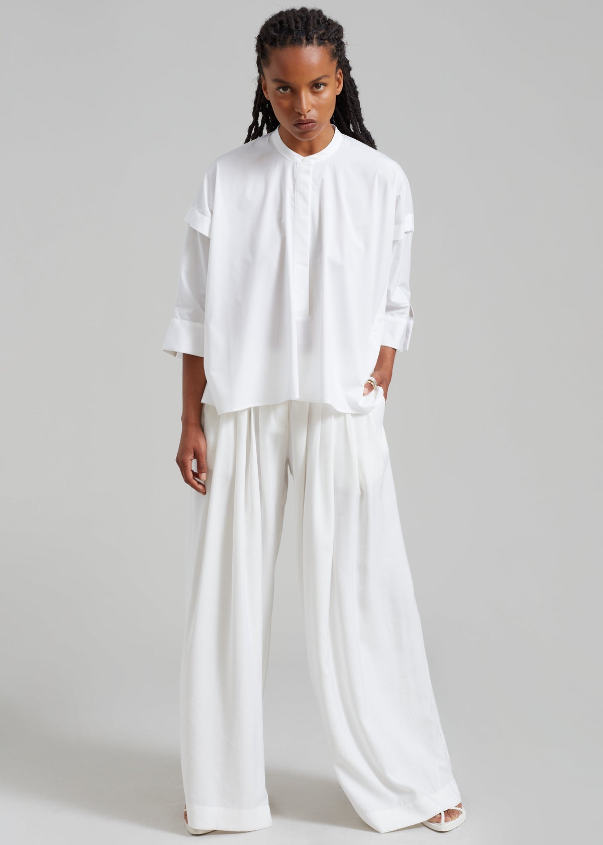 Sloane Wide Leg Trousers - White – view 8 of 22