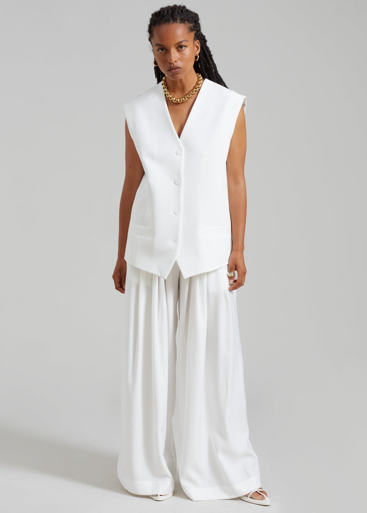 Sloane Wide Leg Trousers - White – view 9 of 22