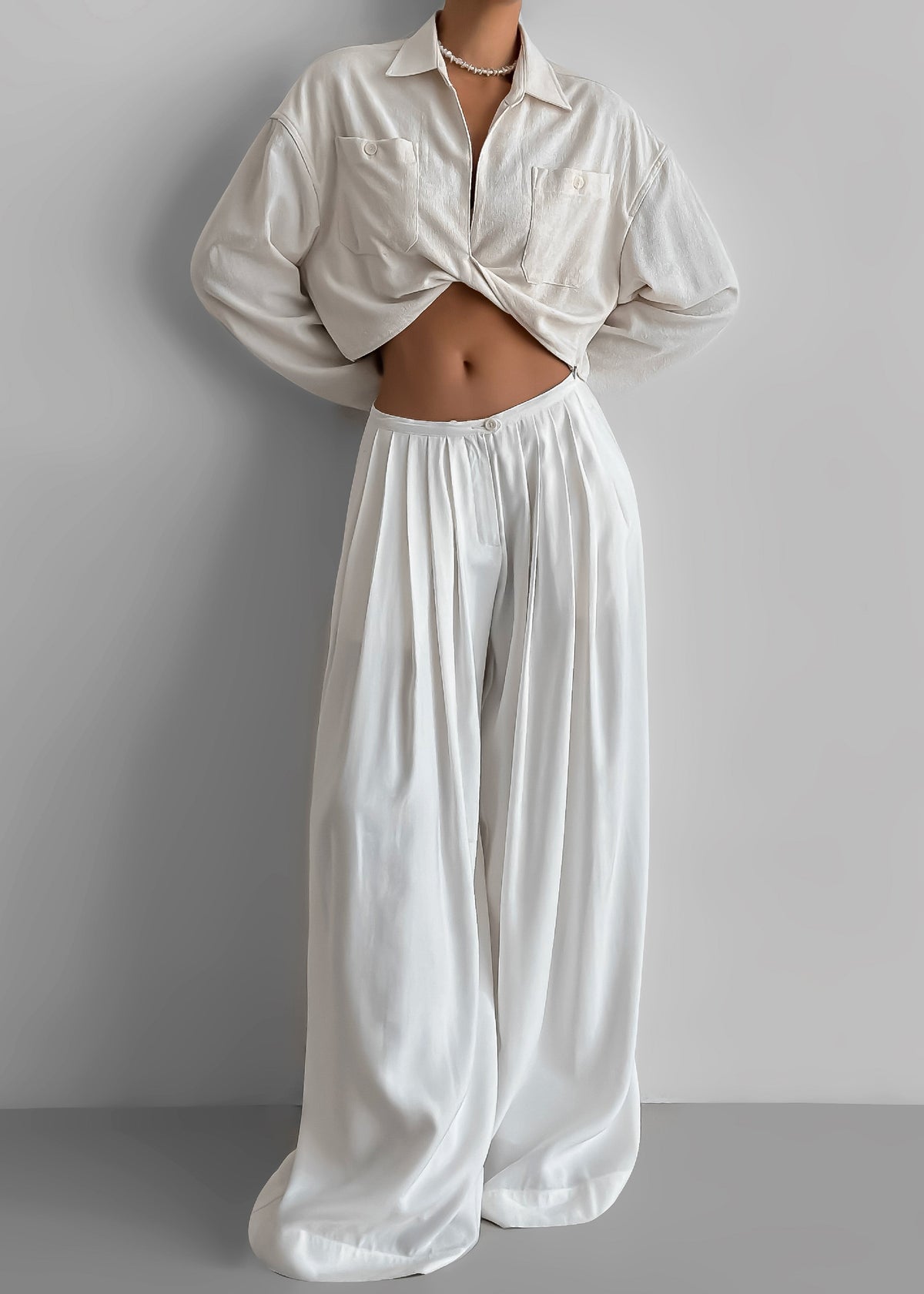Sloane Wide Leg Trousers - White – view 1 of 22