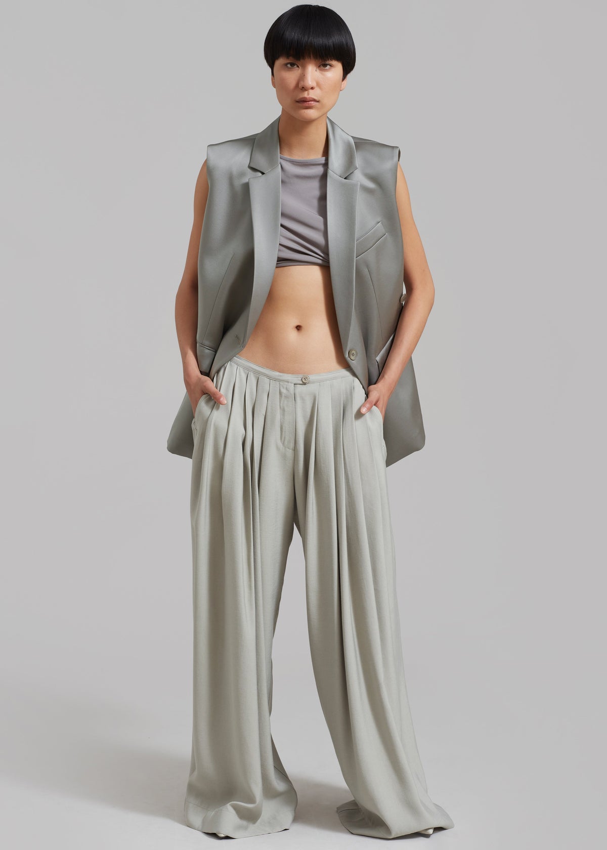 Sloane Wide Leg Trousers - Grey – view 11 of 14