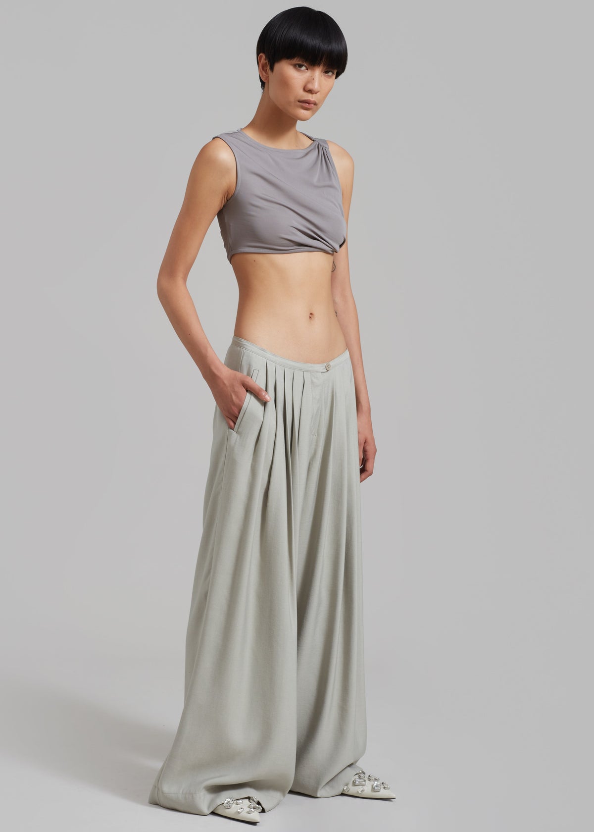 Sloane Wide Leg Trousers - Grey – view 7 of 14