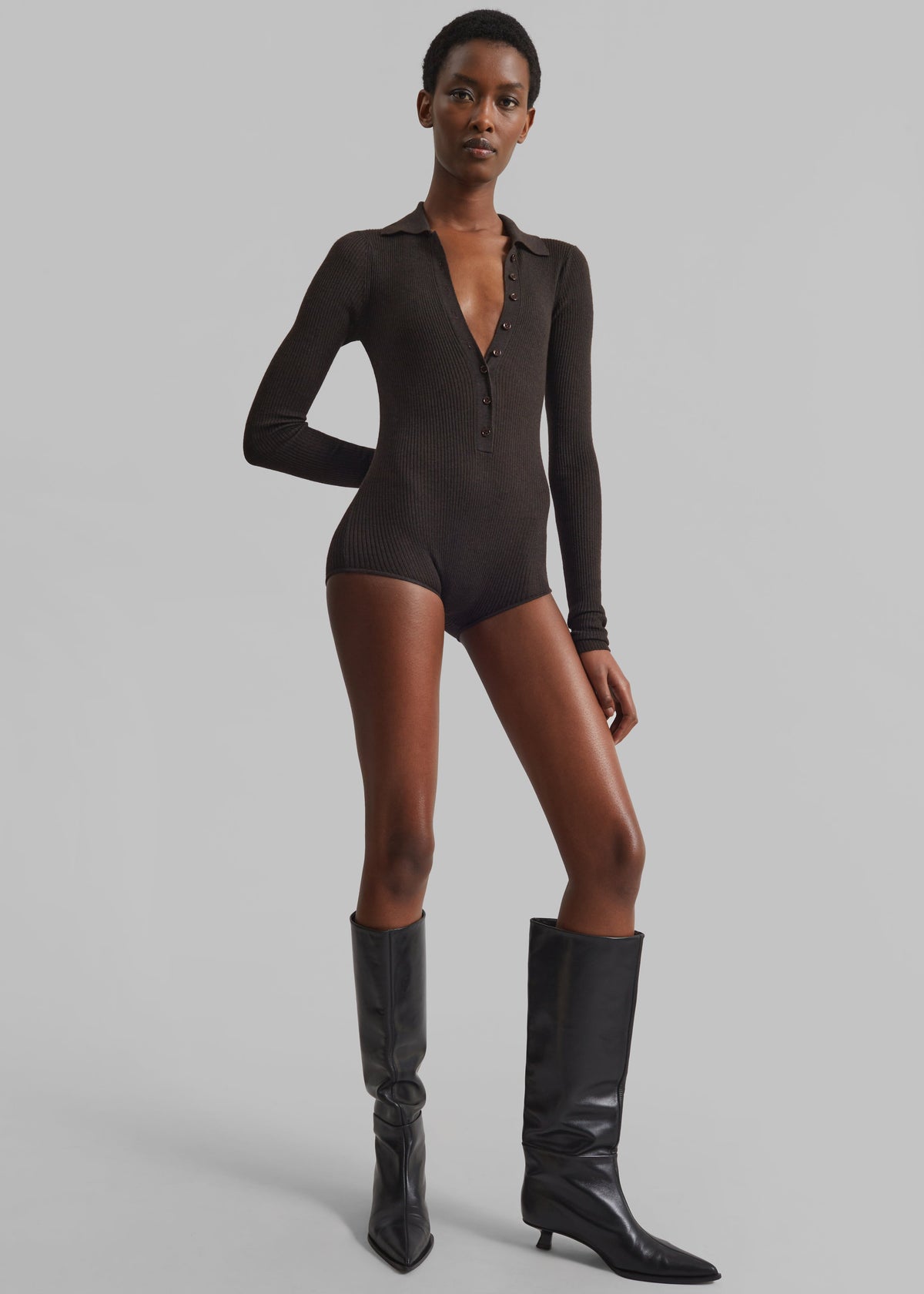 Solana Polo Bodysuit - Brown – view 4 of 9