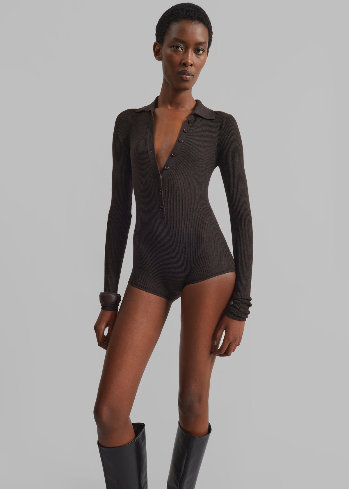 Solana Polo Bodysuit - Brown – view 5 of 9