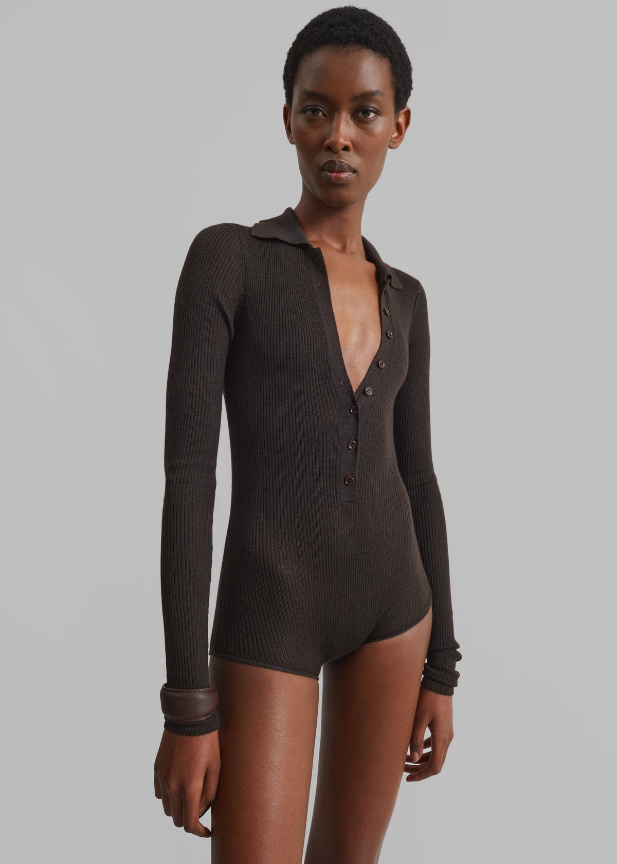 Solana Polo Bodysuit - Brown – view 6 of 9