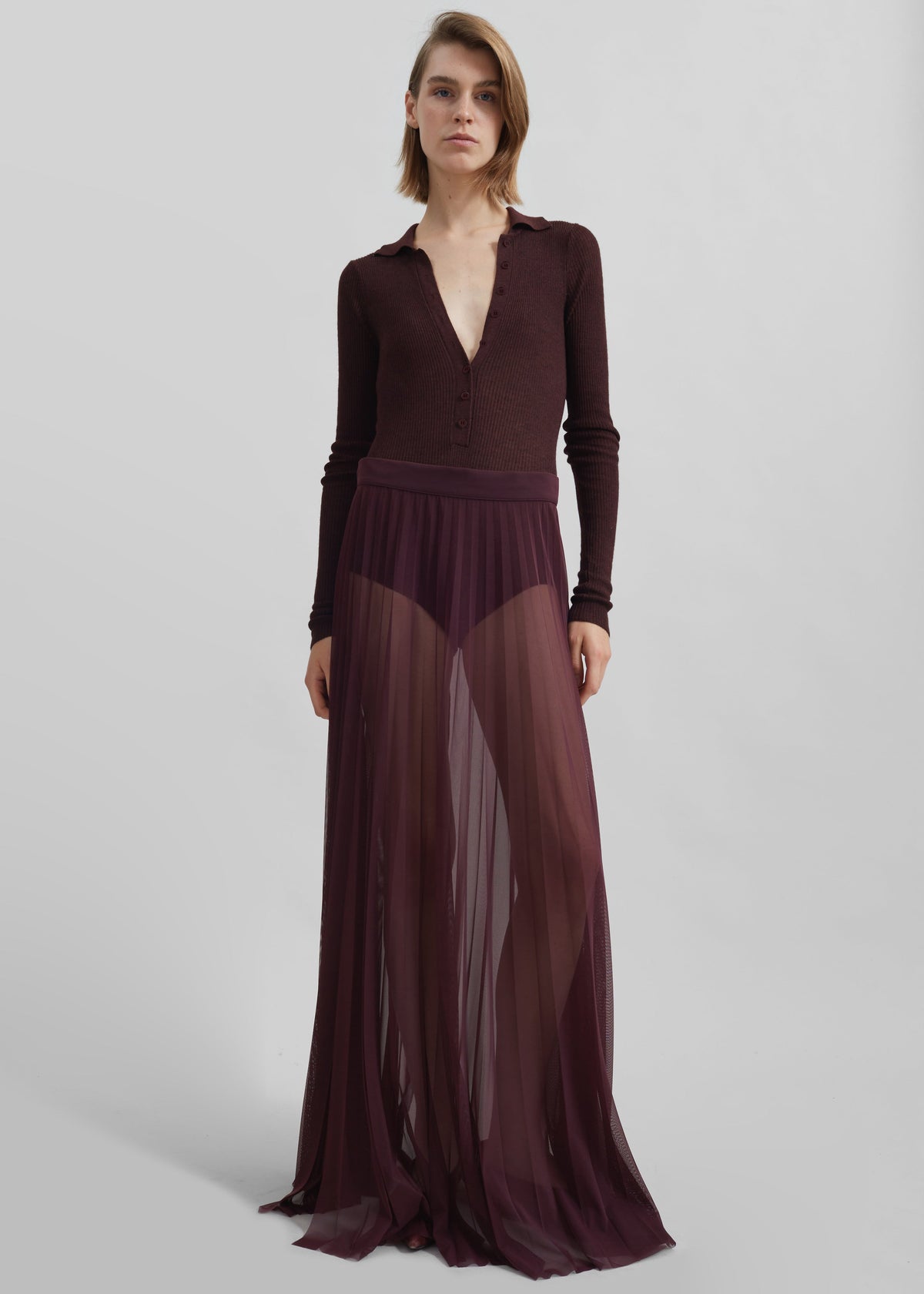 Solana Polo Bodysuit - Burgundy – view 2 of 10