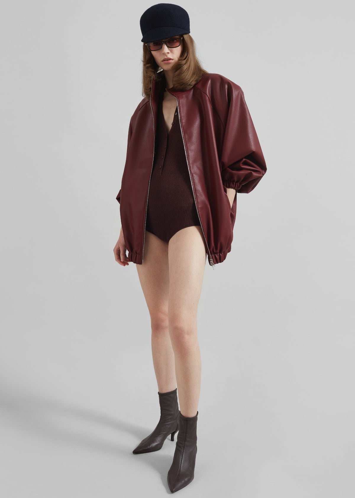 Solana Polo Bodysuit - Burgundy – view 7 of 10