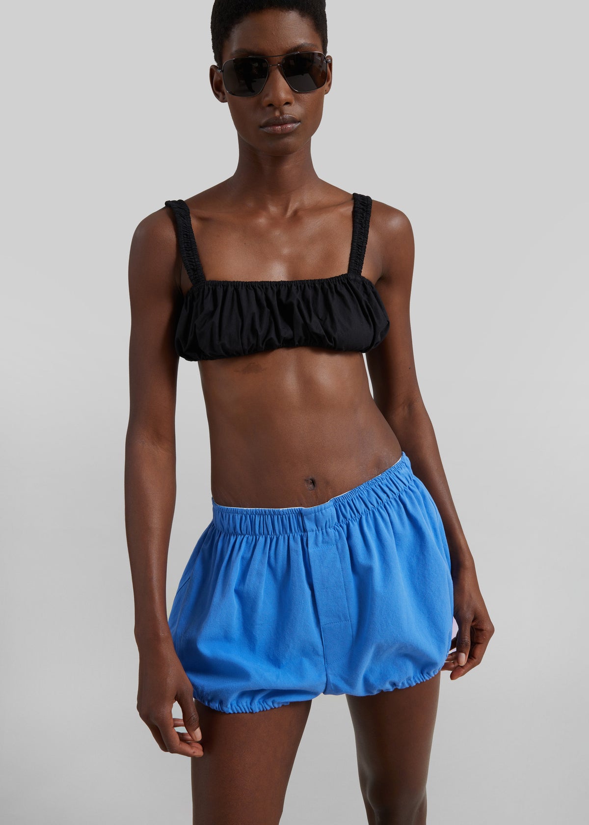 Solea Gathered Poplin Bralette - Black – view 3 of 8