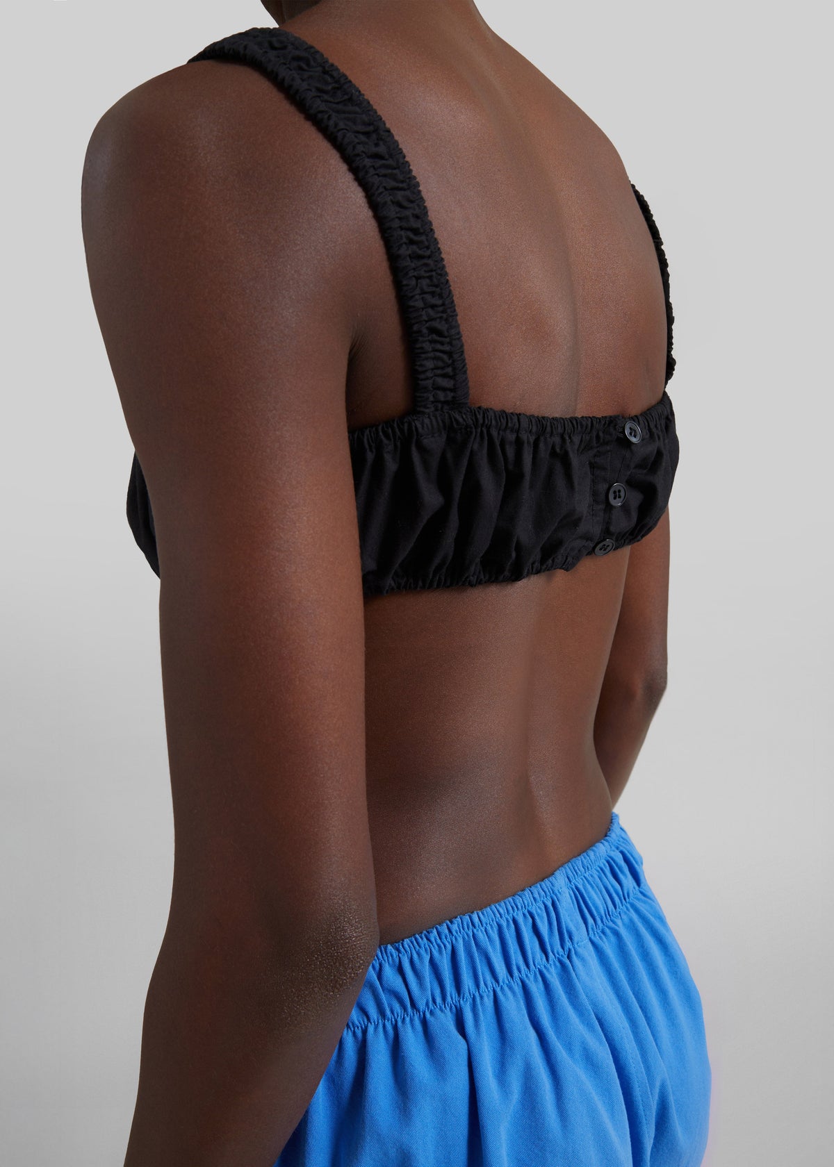 Solea Gathered Poplin Bralette - Black – view 4 of 8