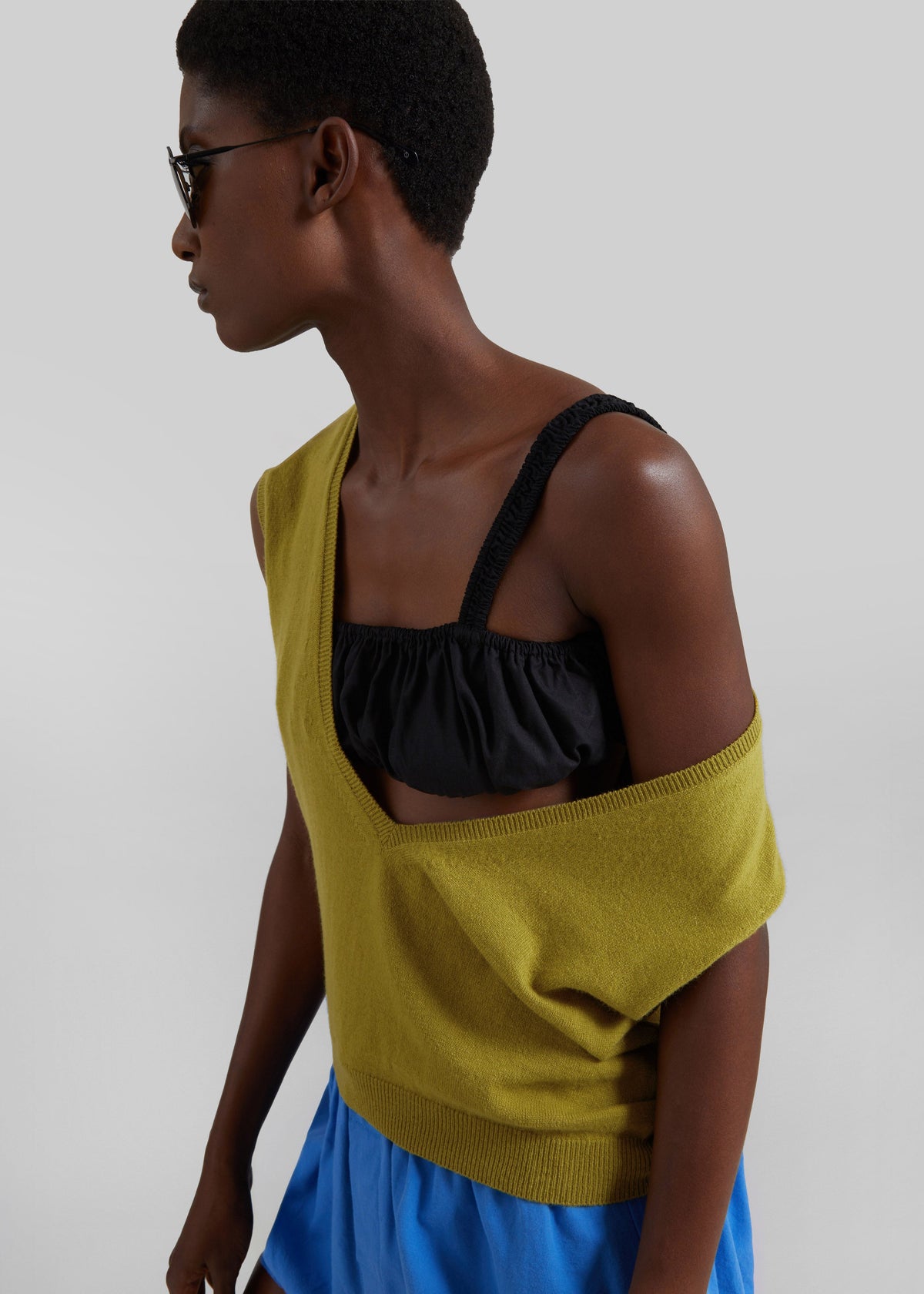 Solea Gathered Poplin Bralette - Black – view 1 of 8