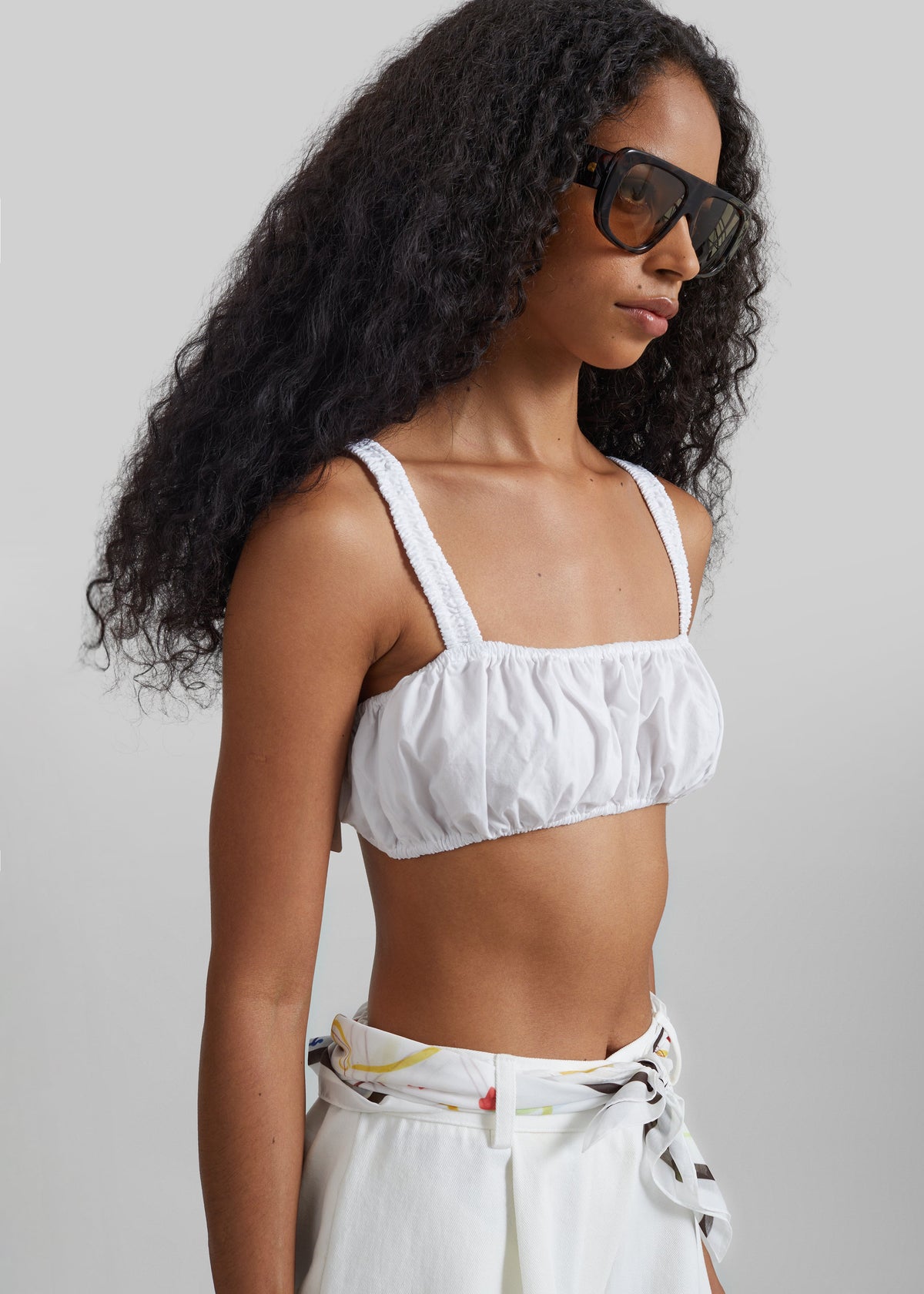 Solea Gathered Poplin Bralette - White – view 2 of 10