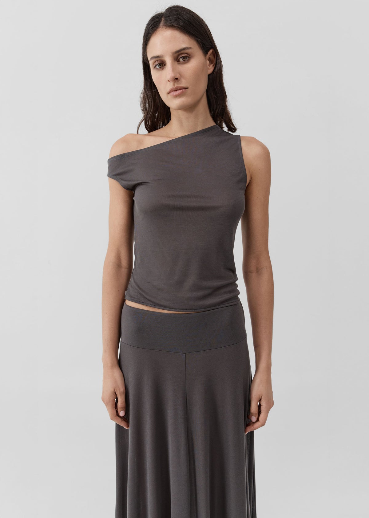 St. Agni Fine Jersey Asymm Top - Soot – view 3 of 7